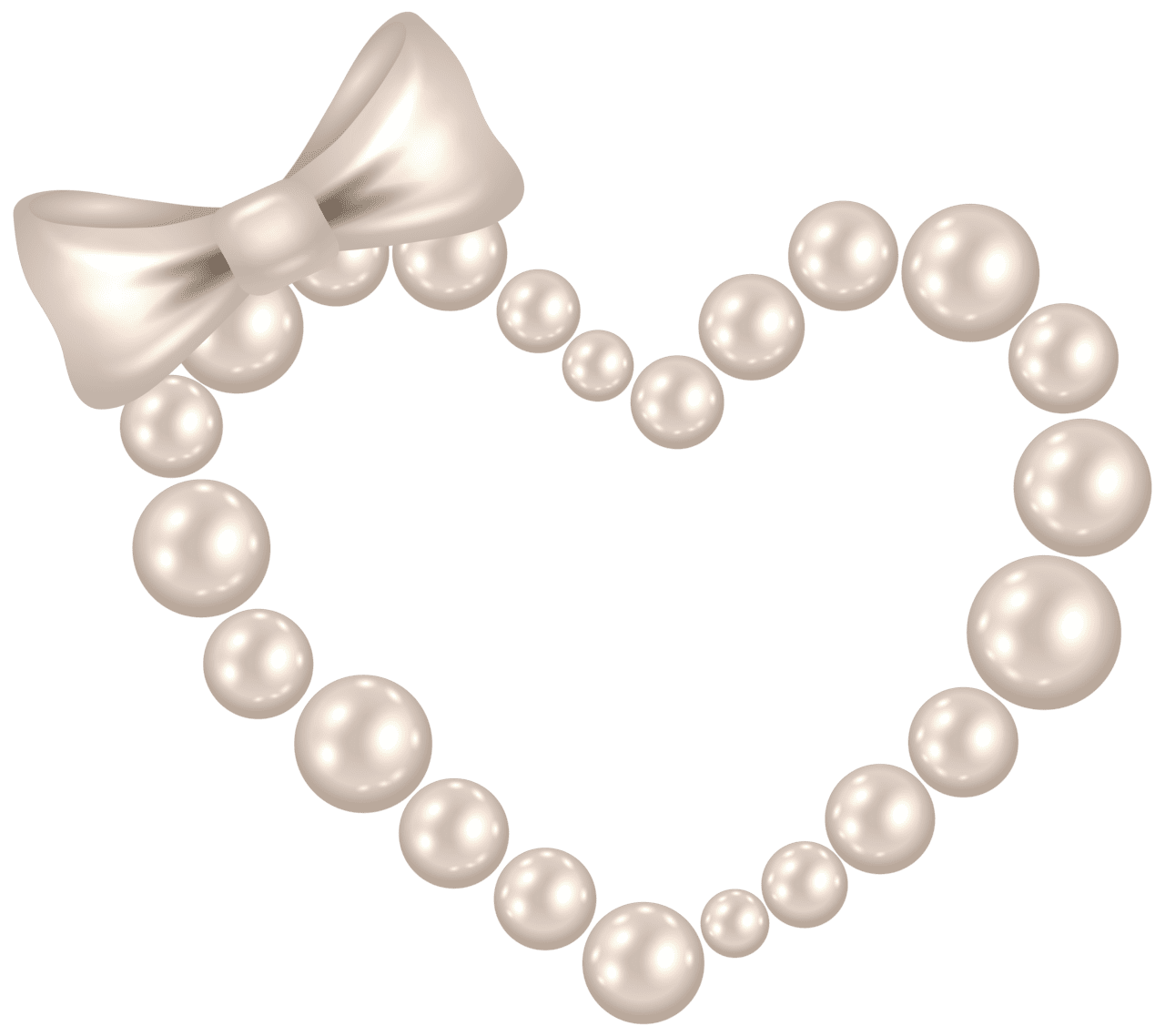 Jewelry pearl heart with bow clipart image