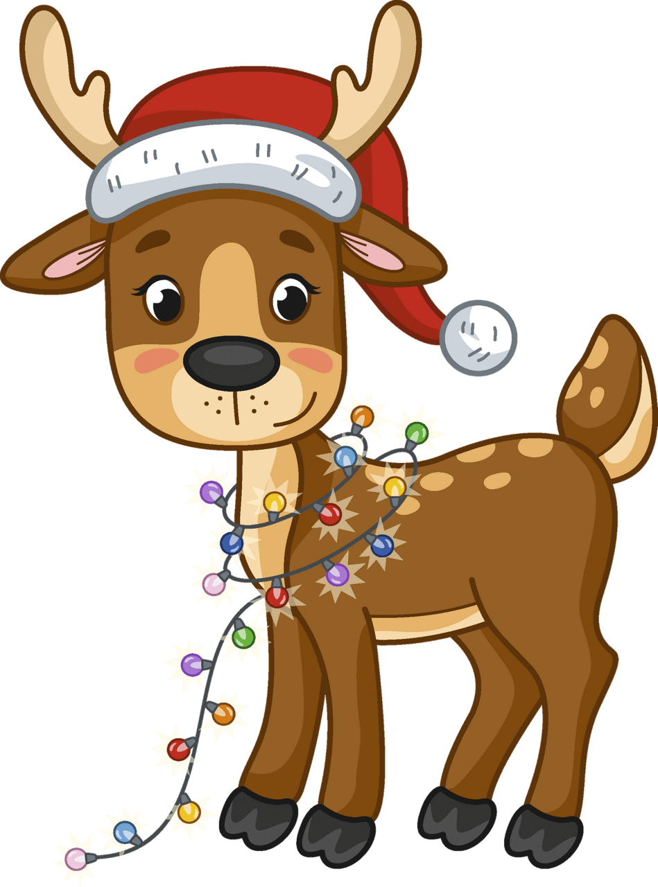 Rudolph of cartoon version reindeer and santa claus in clipart vector