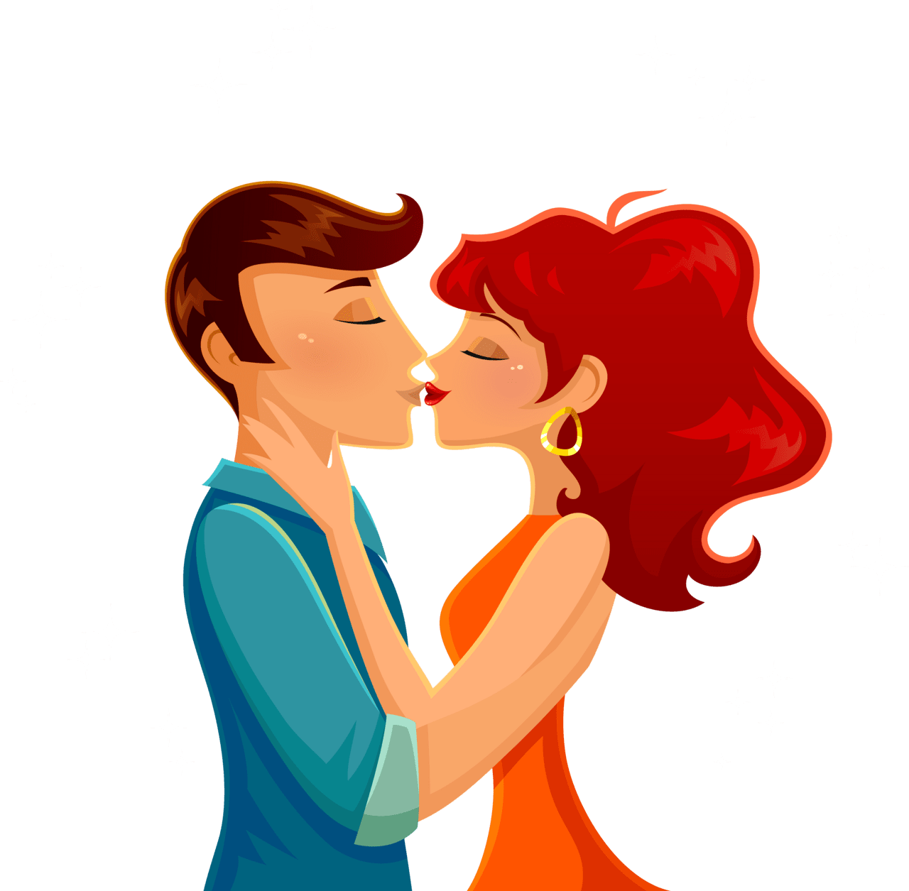 Kiss cartoon romance couple clipart vector