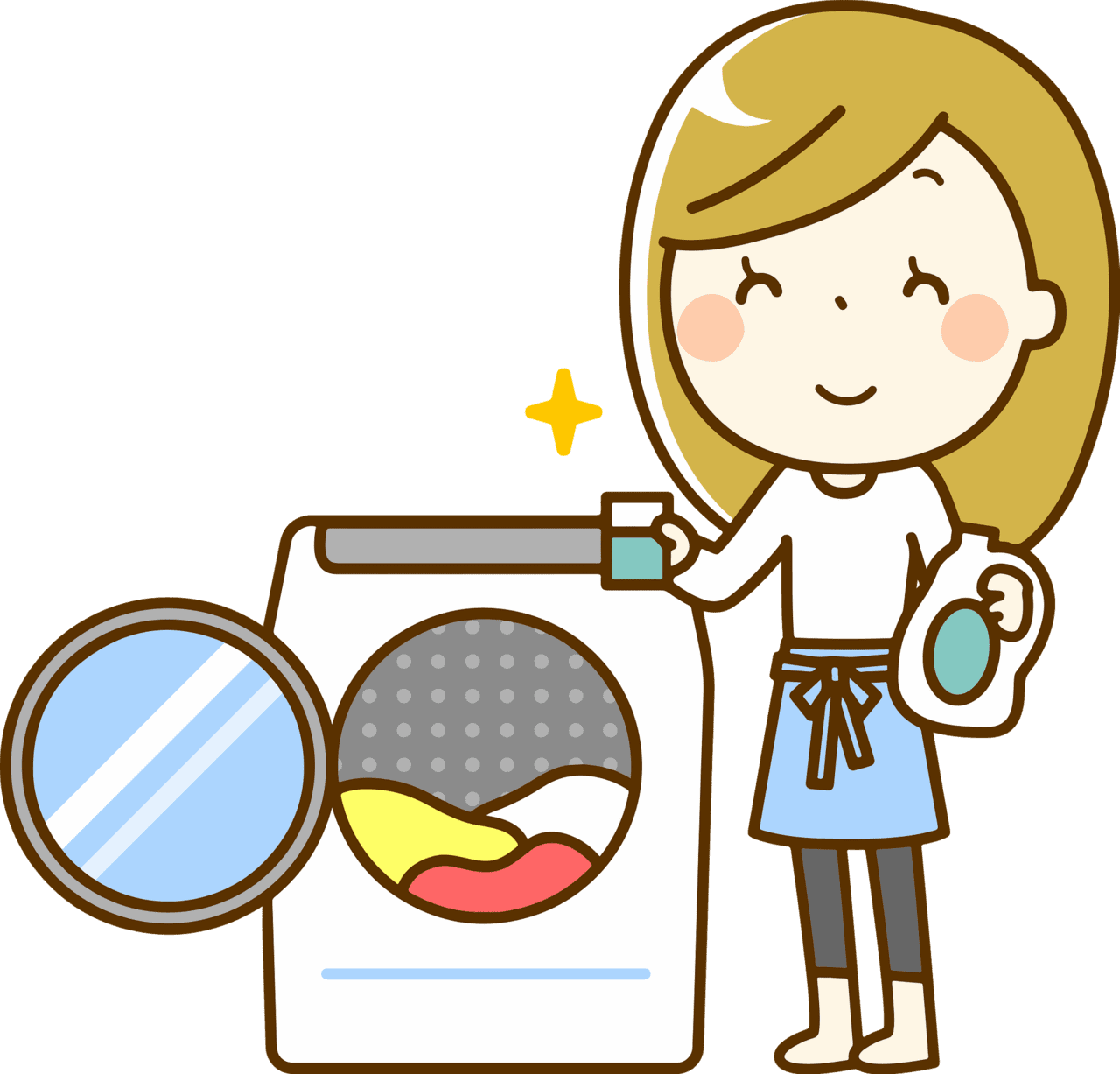 Camilla woman is doing laundry vector clipart images