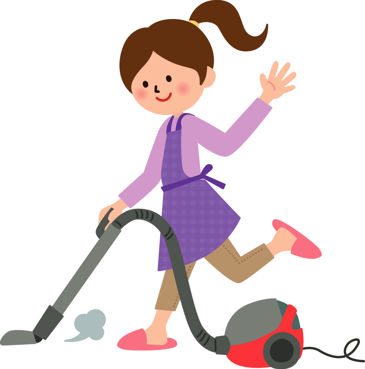 Woman is cleaning with vacuum cleaner vector clipart images