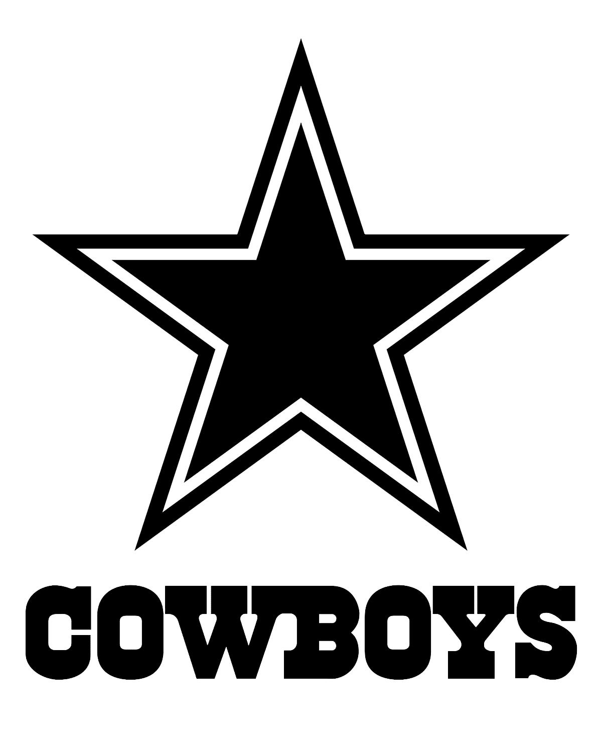 Star black and white dallas cowboys logo vector bie supply clipart