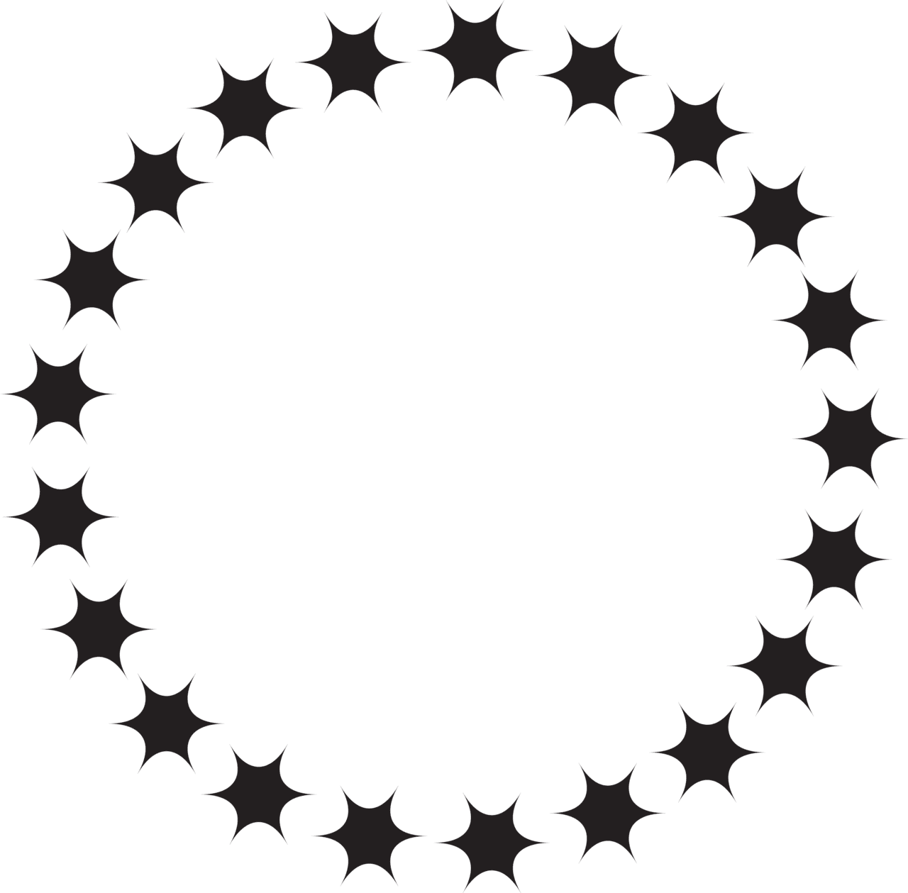 Star black and white circle of stars clipart transparent