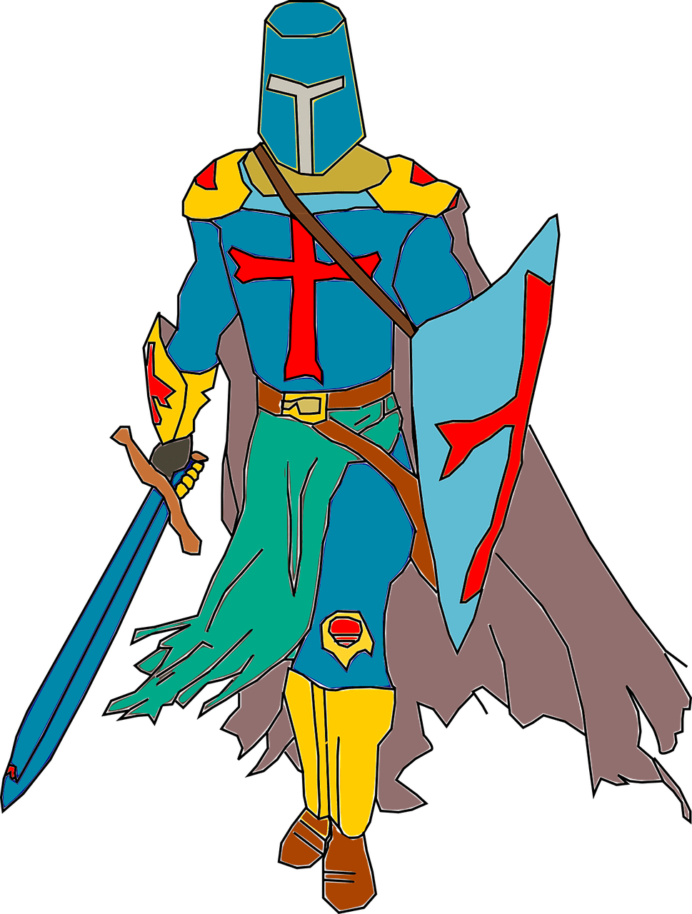 Crusader knight warrior vector graphic clipart