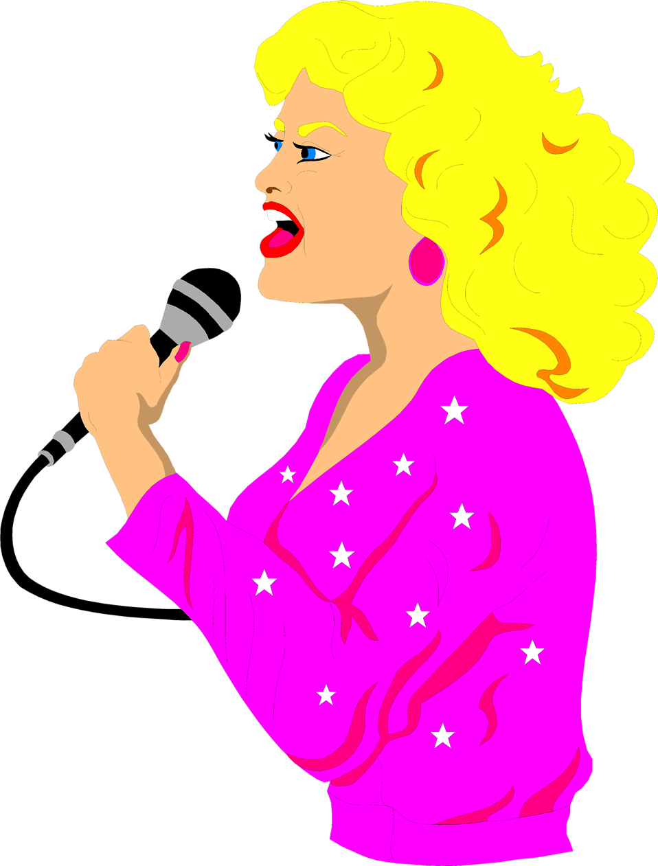 Singing animated singer with microphone clipart vector