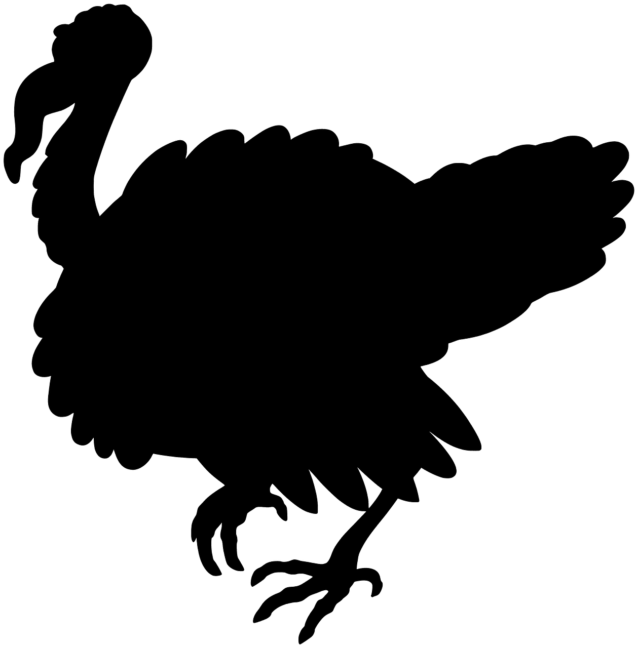 Turkey black and white vector silhouettes clipart