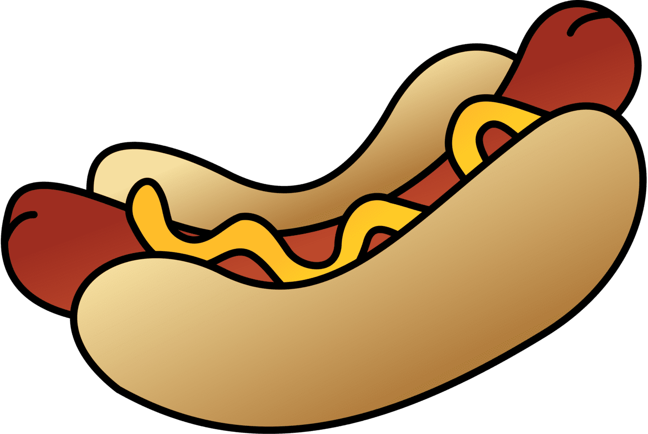 Hotdog hot dog with sausage bun and mustard vector clipart images