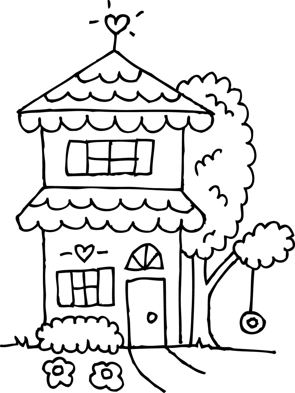 House black and white cute clipart logo