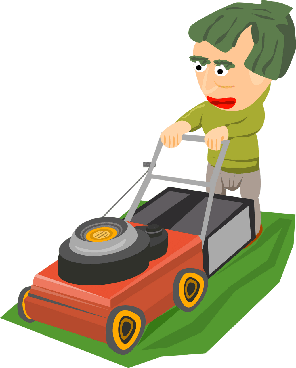 Lawn mower mowing the vector clipart images