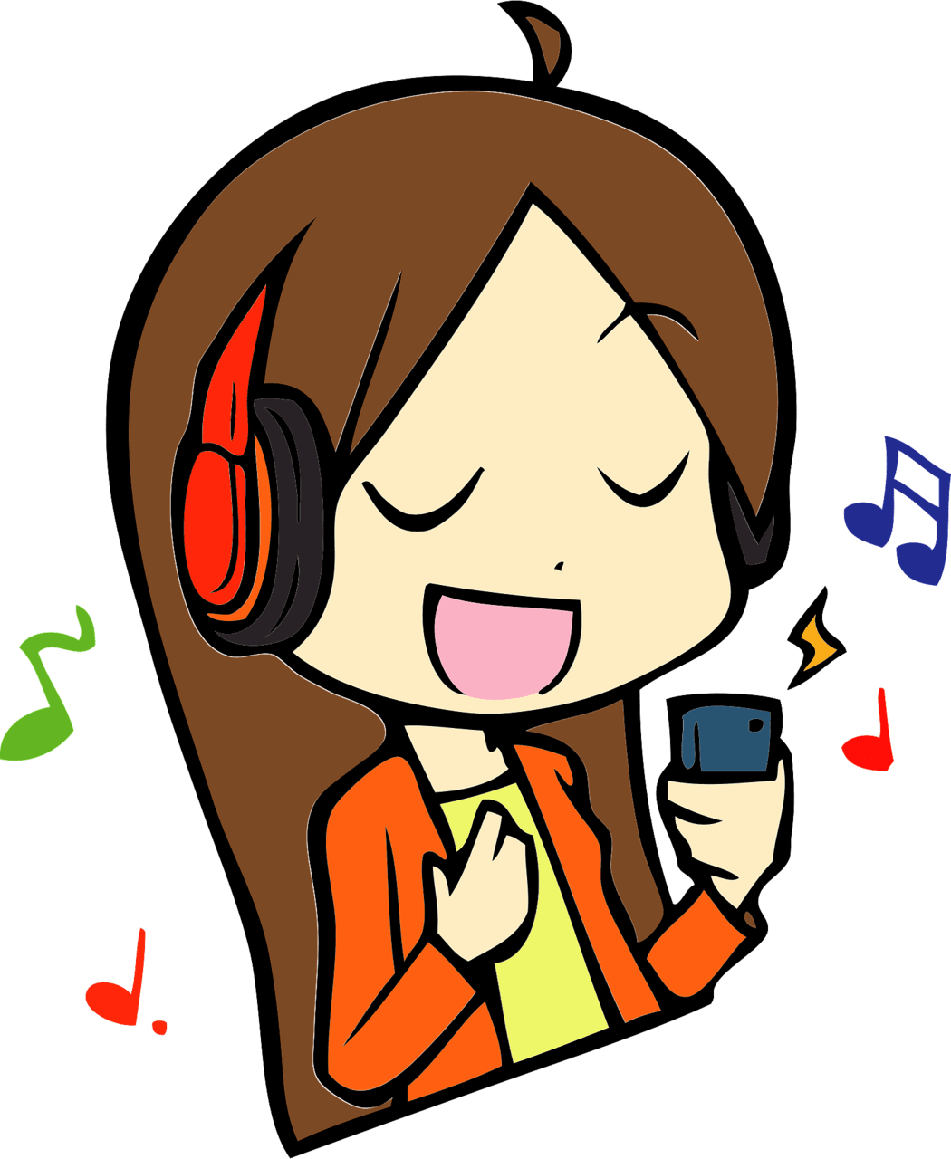 Girl is listening to music headphones vector clipart images