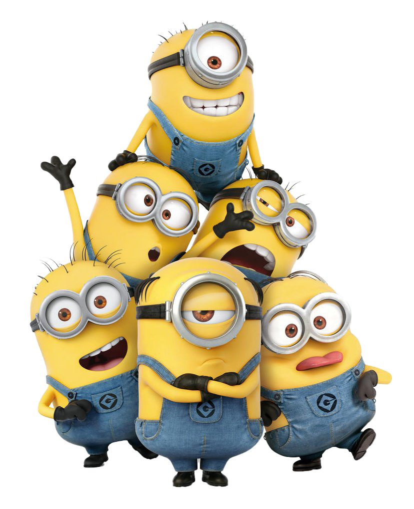 Group minion movie characters playful colorful creatures friendship theme clipart picture