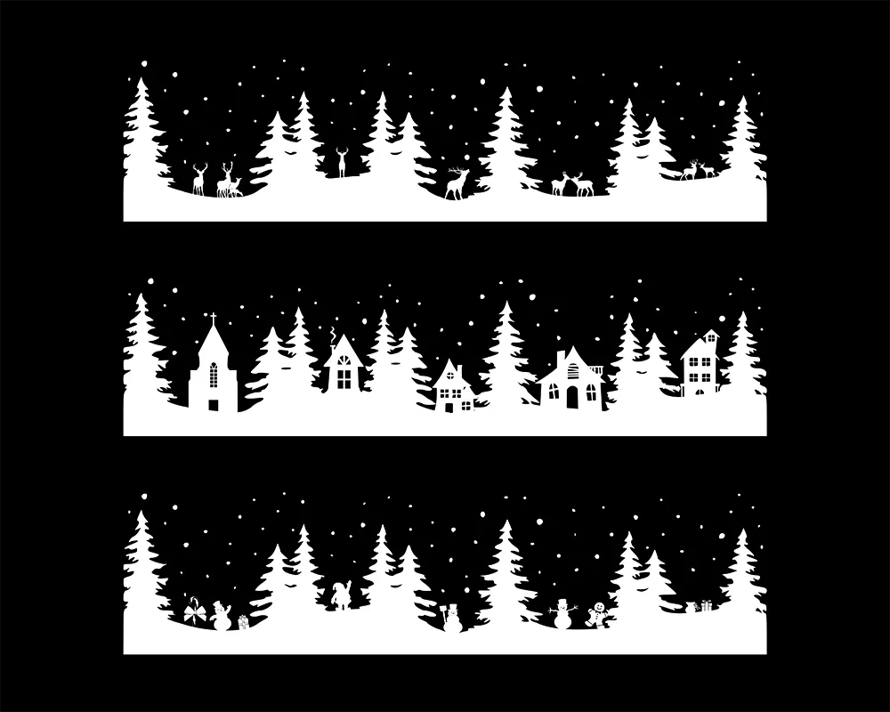 Tree black and white christmas scene winter clipart logo