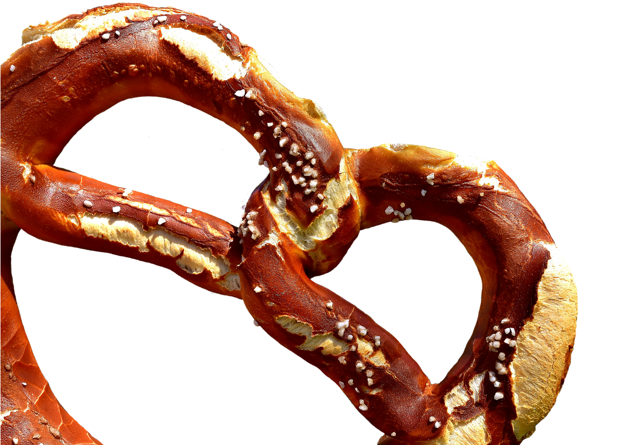 Salted pretzel closeup clipart background