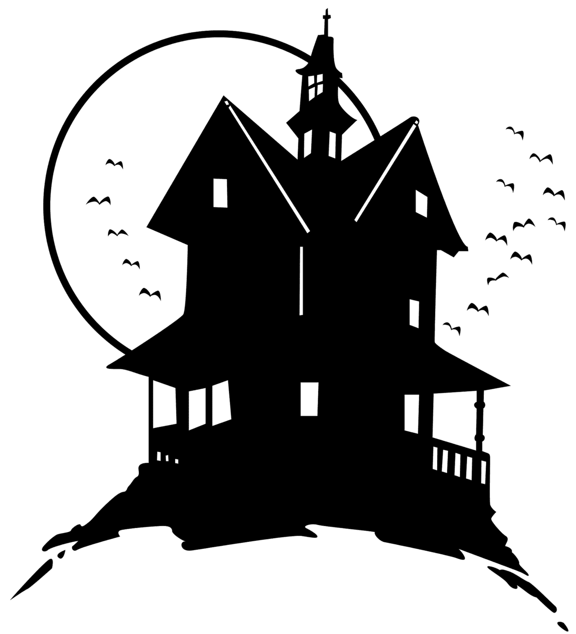 House black and white haunted vector clipart images