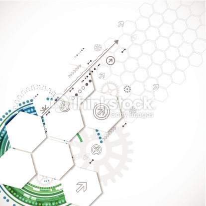 Honeycomb abstract technological background with various elements clipart