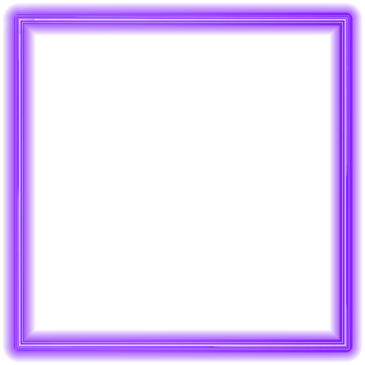 Square purple neon border frame clipart background