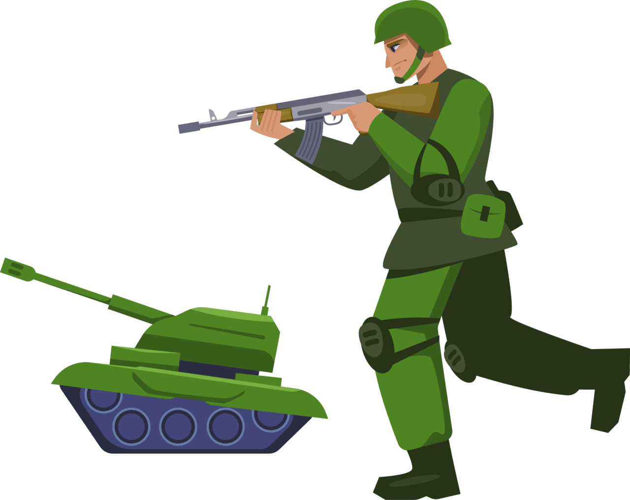 Soldier indian army tank gun vector clipart