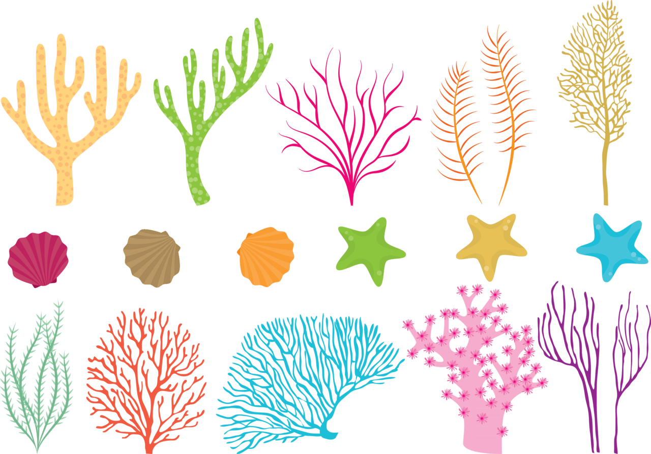 Seaweed coral reef plant wall decal clipart vector