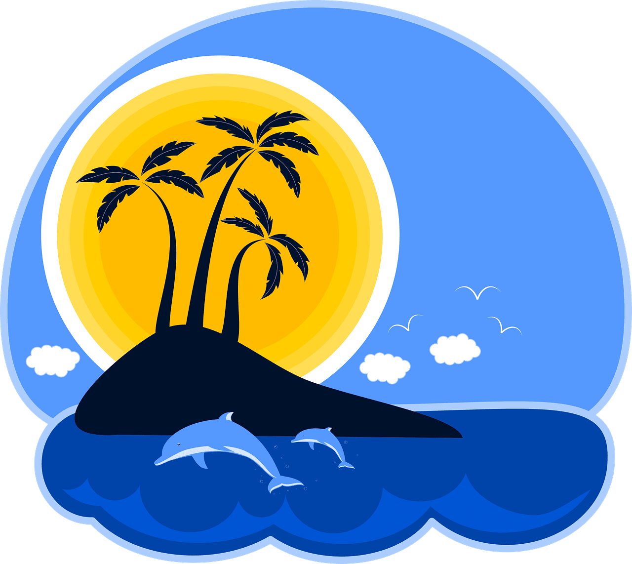 Island sea vector art graphics clipart