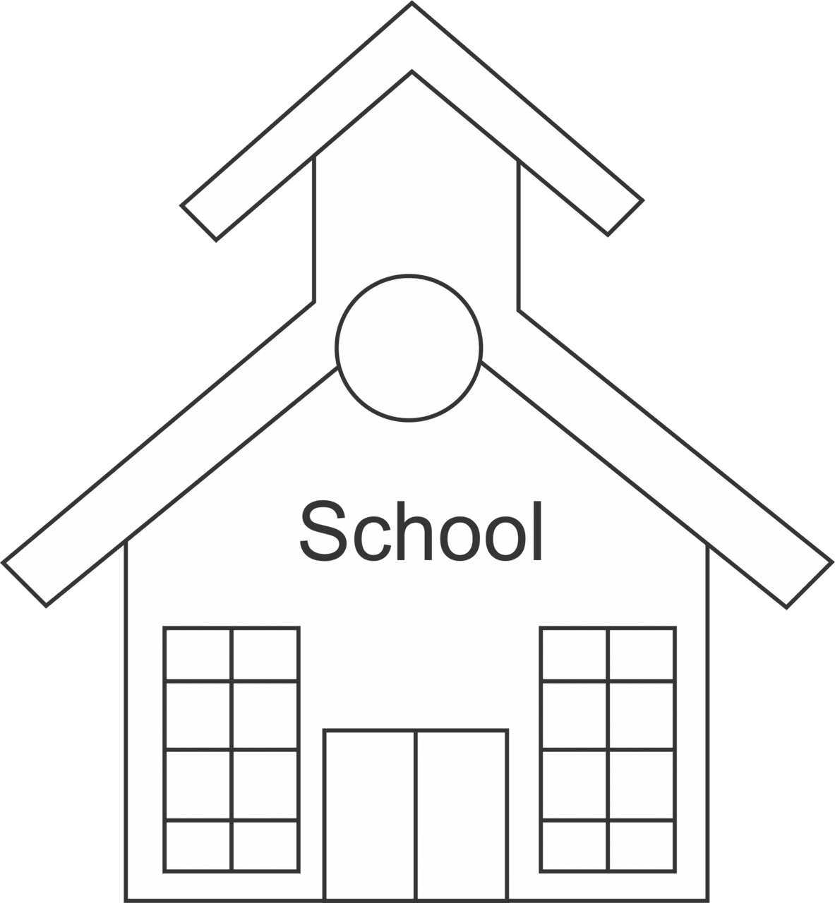 House black and white background school clipart