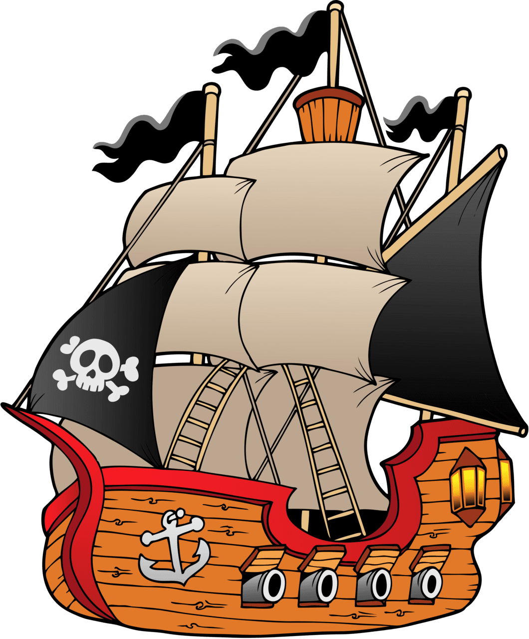 Pirate ship pin page clipart image 2