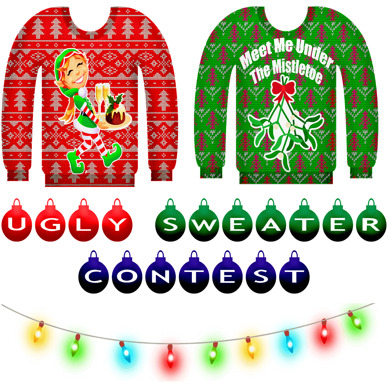 Ugly sweater contest banner vector clipart images