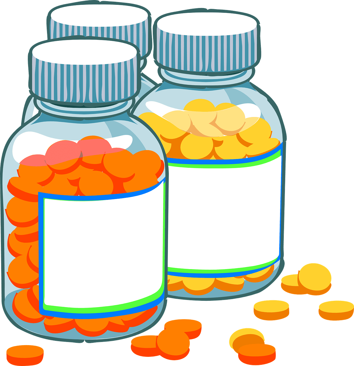 Medicine pills bottles vector graphic clipart