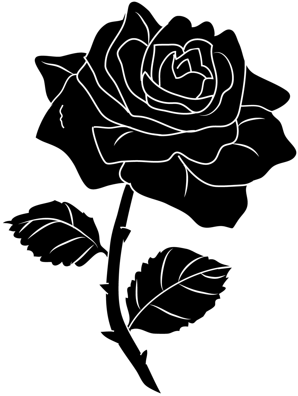 Rose black and white pin page clipart image