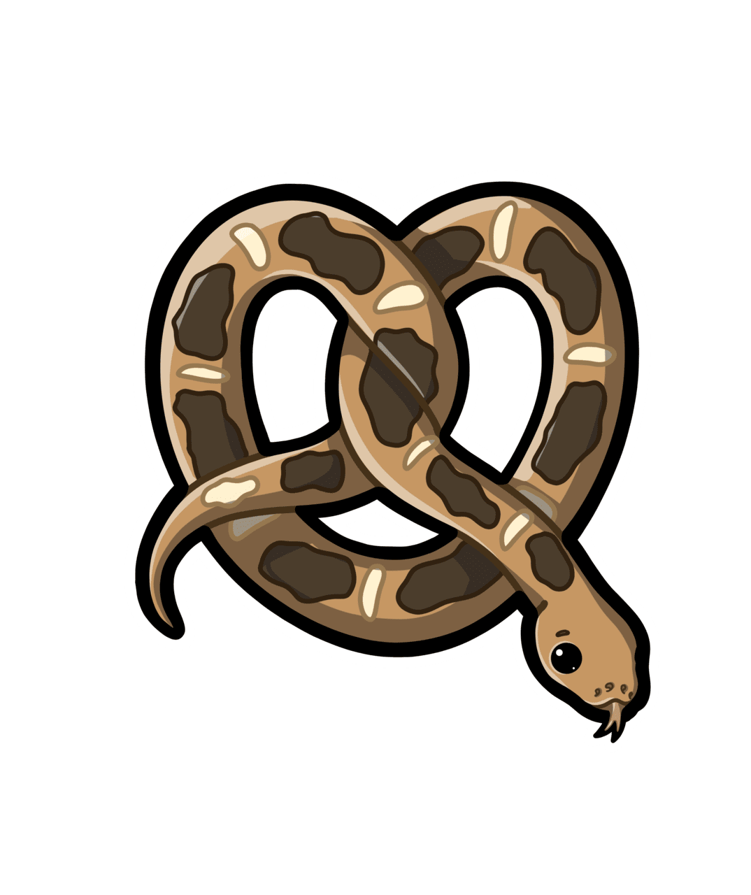 Super adorable kawaii pretzel snake friend clipart image