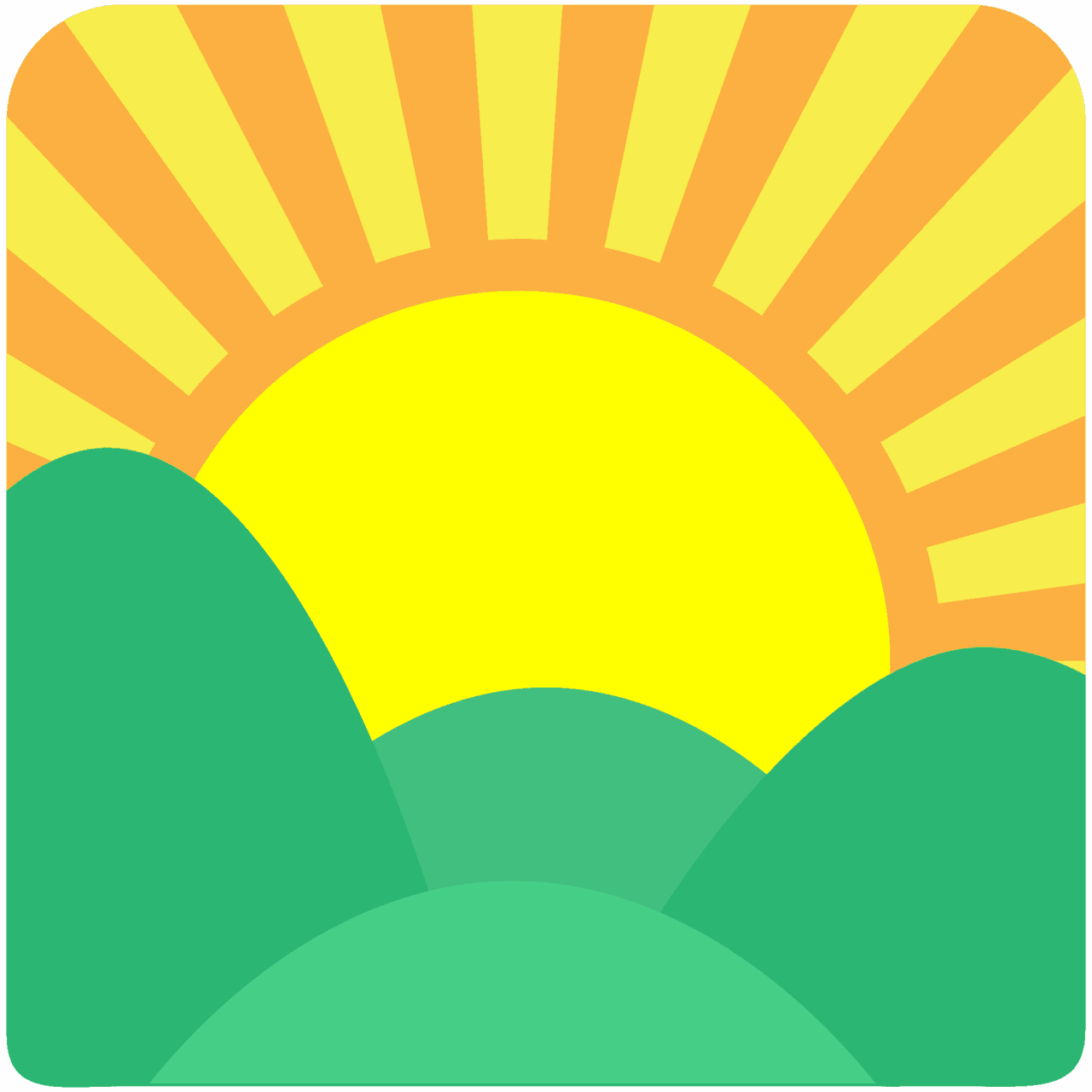 Sunrise over mountains vector emoji clipart