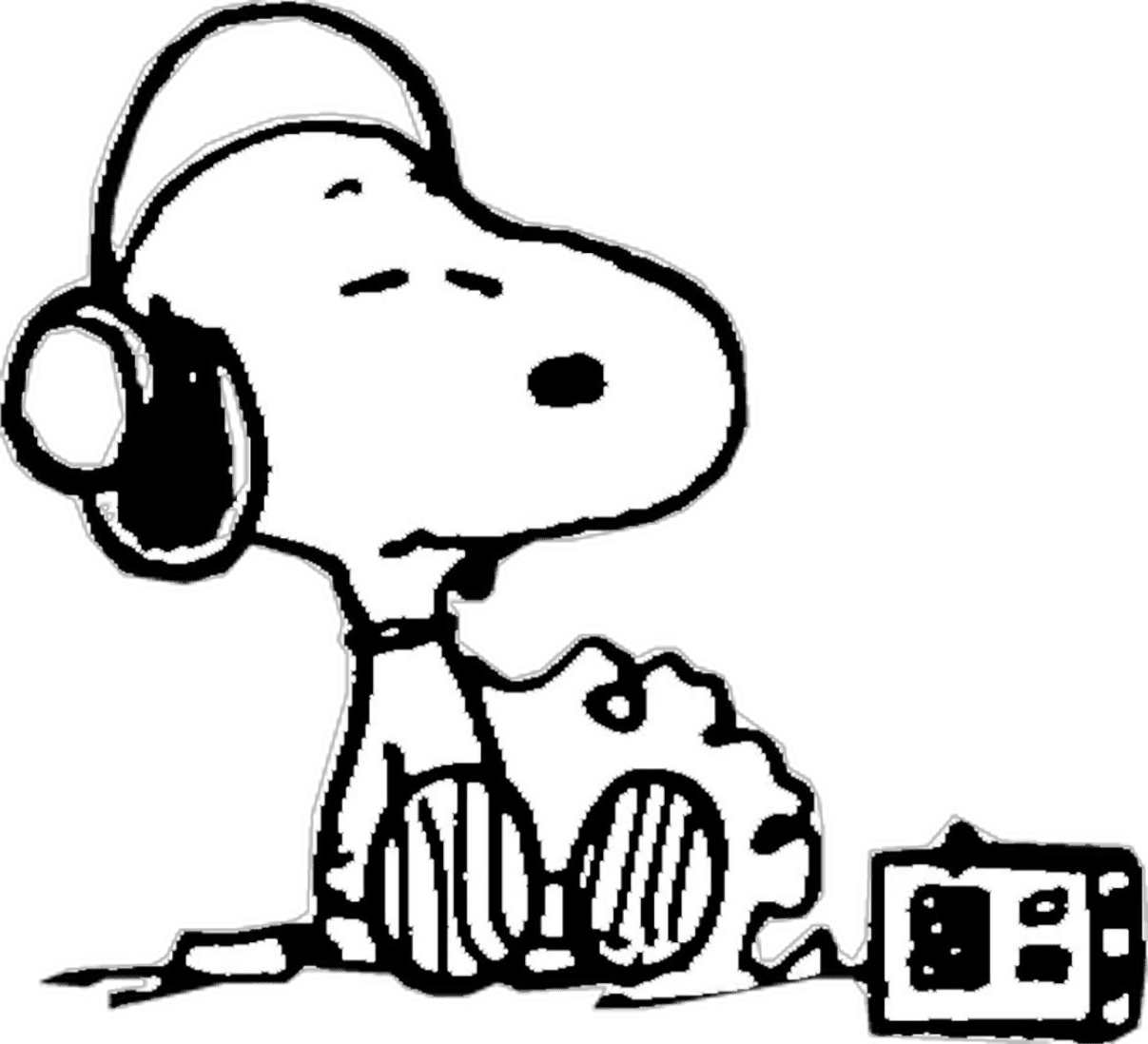 Snoopy listen to music clipart photo