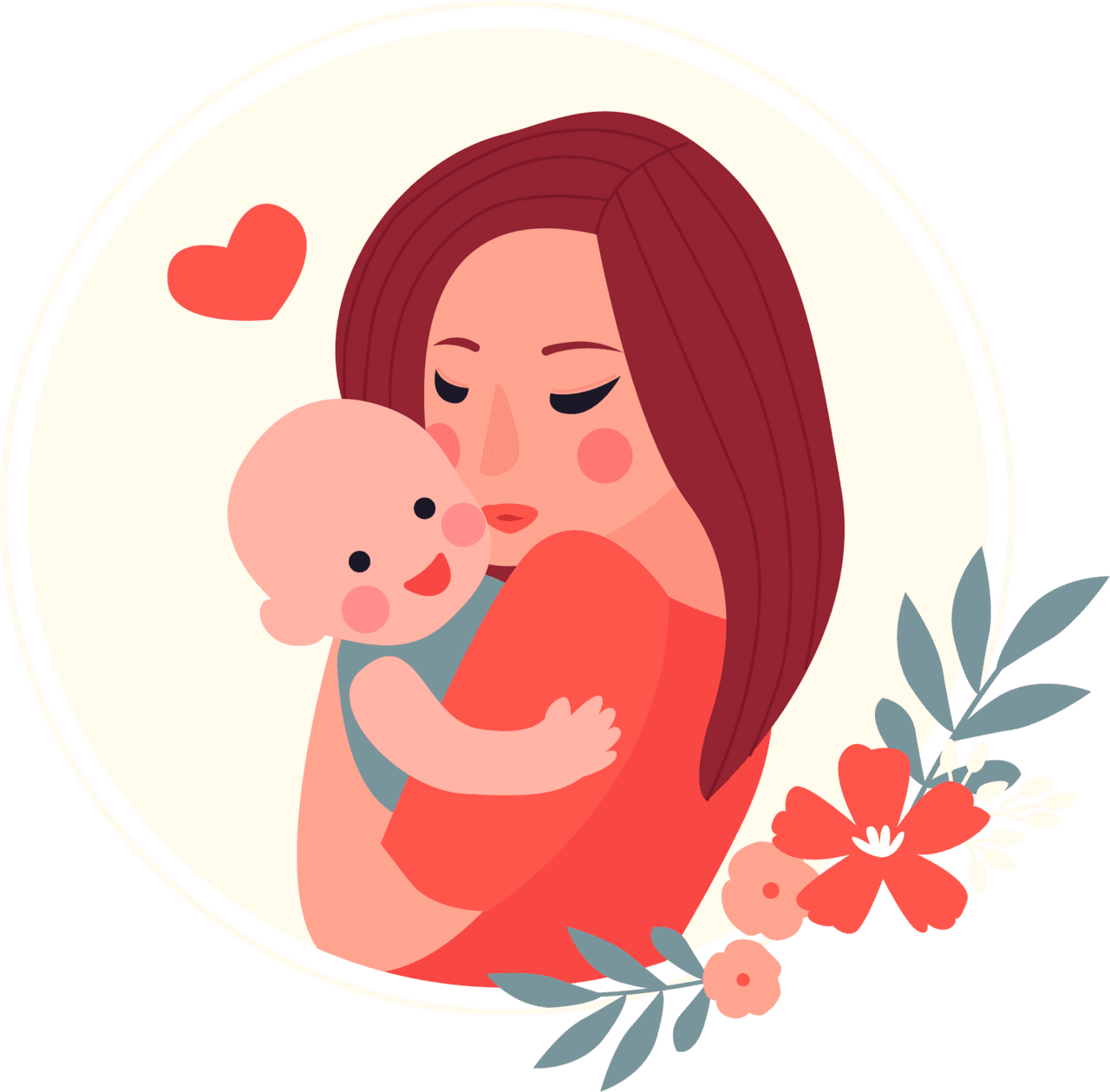 Mother lovely baby mom heart flower clipart transparent