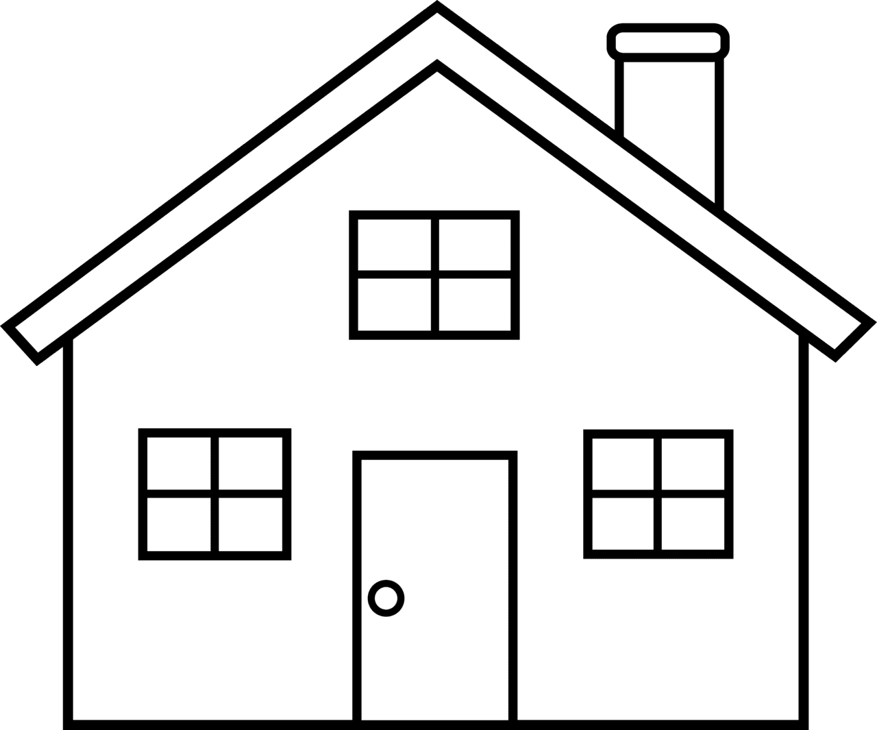 House black and white outline clipart vector