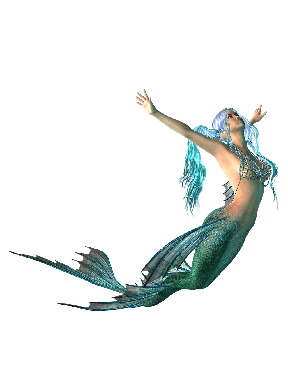 Mermaid tail swimm up stic clipart free