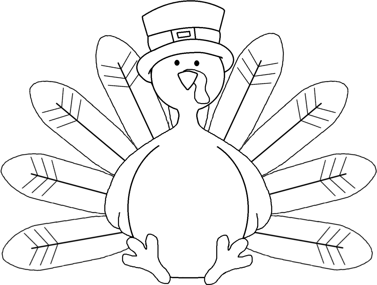 Turkey black and white hd clipart no feathers with coloring page image