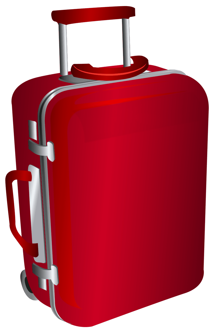 Luggage red trolley travel bag clipart image