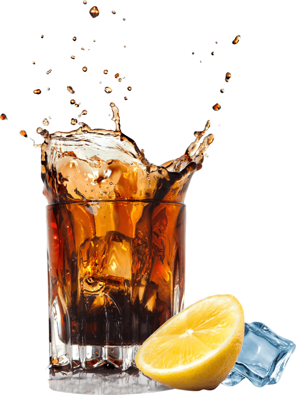 Soda soft drinks slice lemon ice cube clipart background