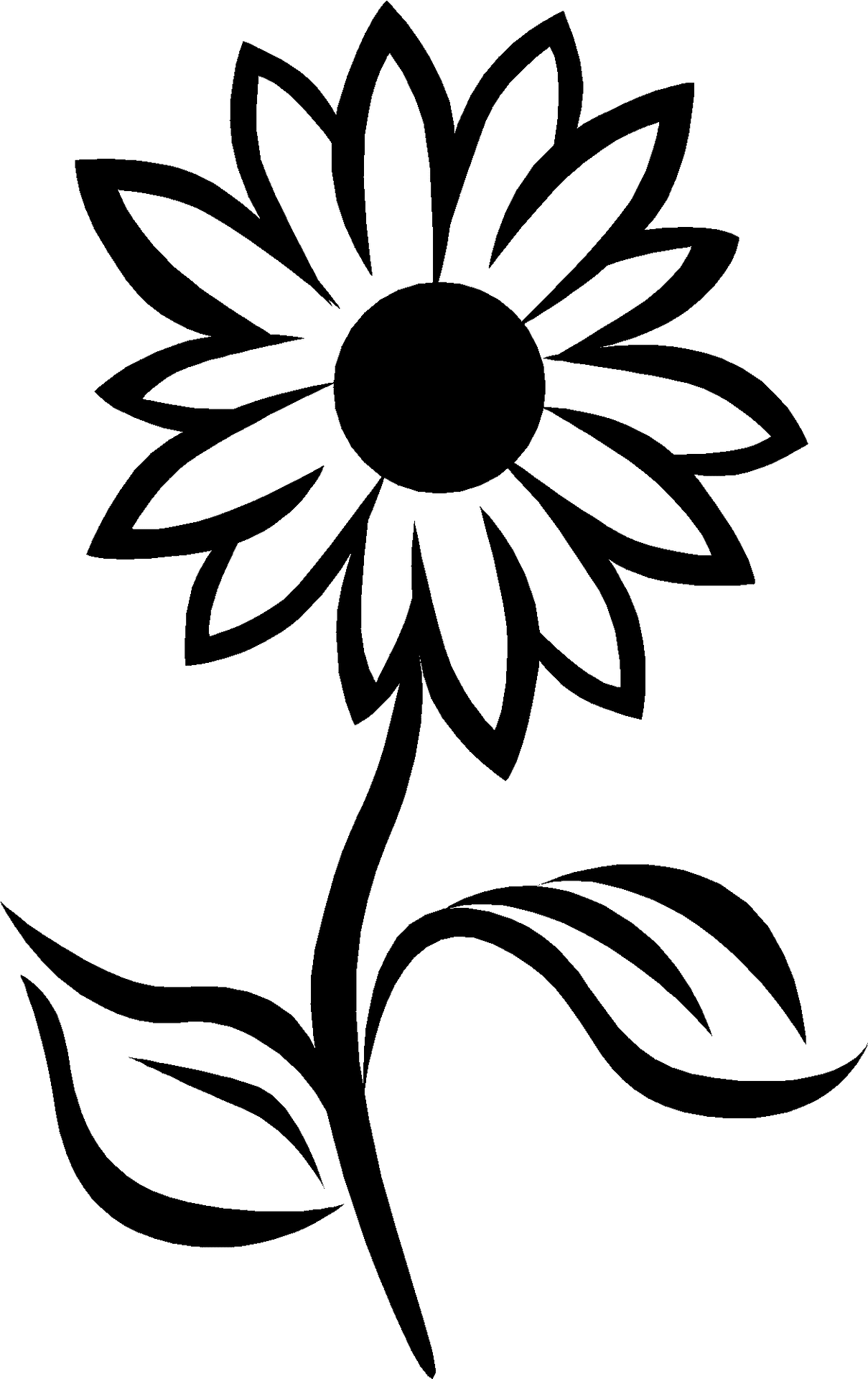 Sunflower black and white stylized blackand flower clipart picture