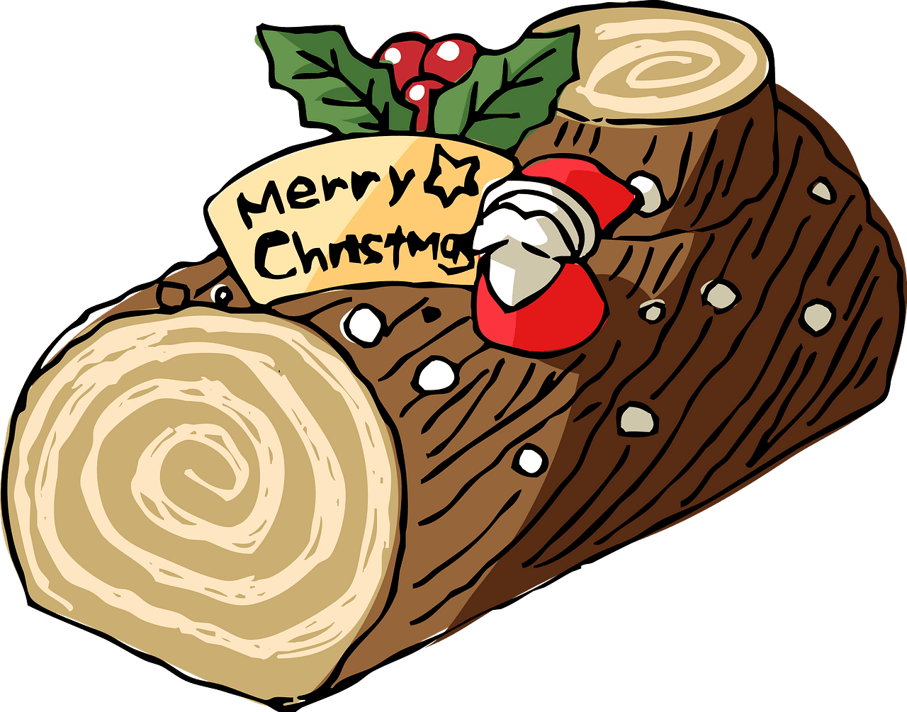 Yule log cake vector clipart images