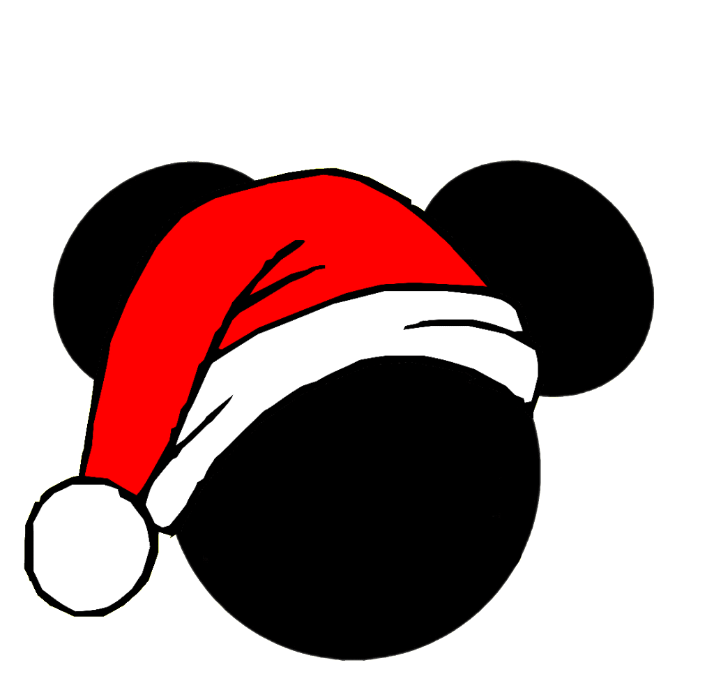 Santa claus hat mickey and minnie heads dressed for christmas clipart vector