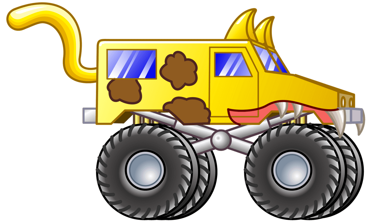 Yellow monster truck vector clipart images