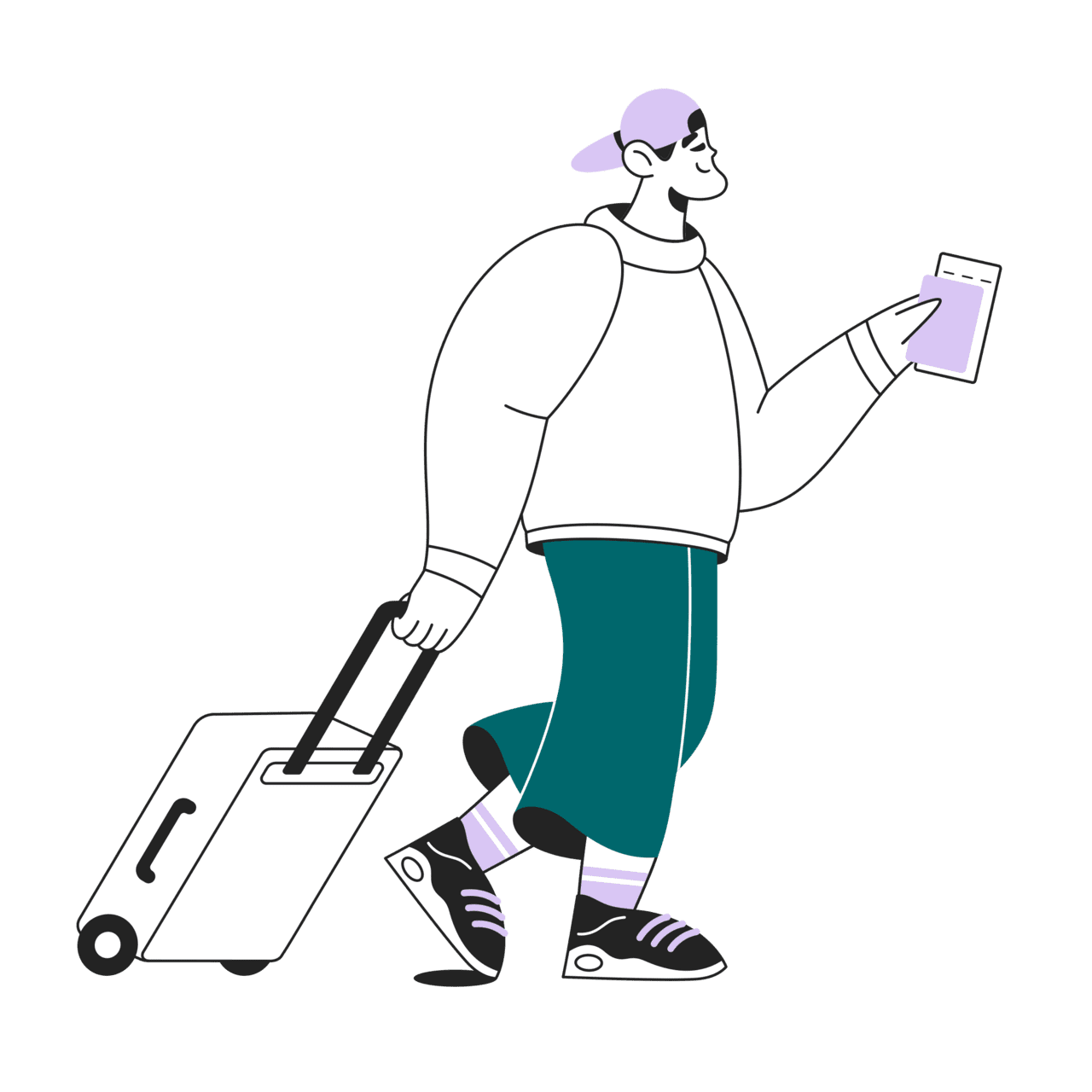 Luggage travel with suitcase and ticket hand clipart clip art