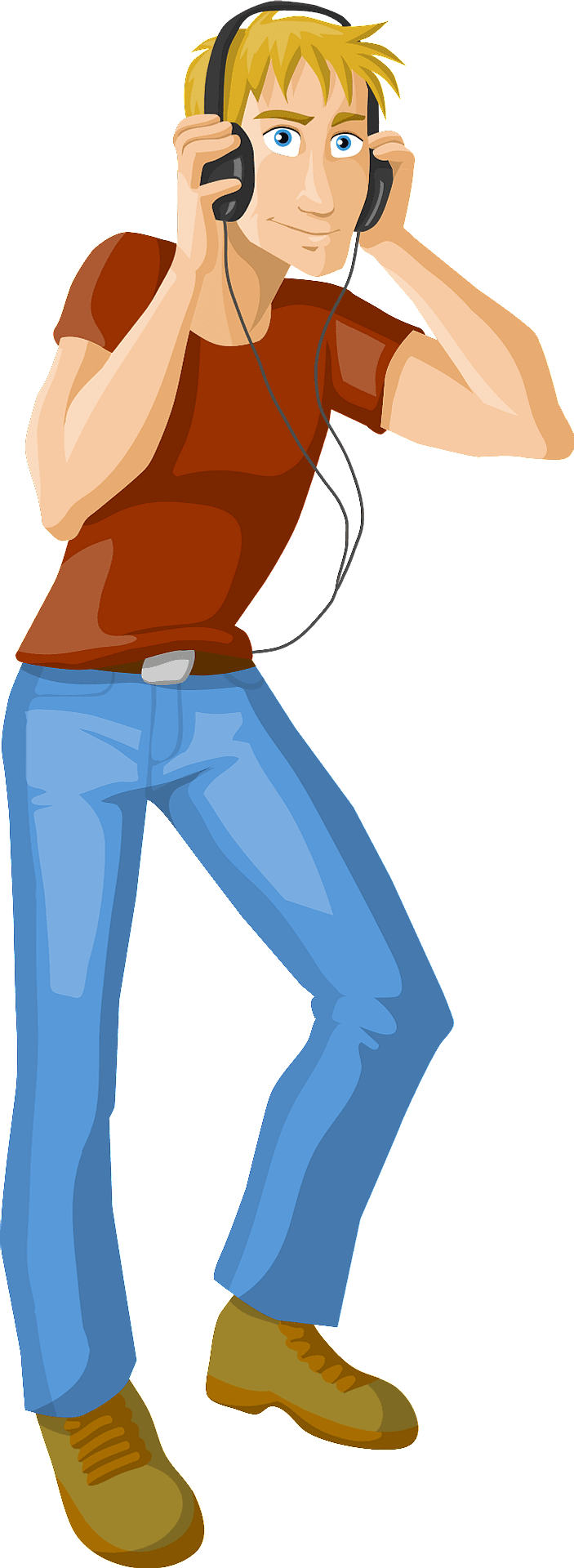Man is listening to music through headphones vector clipart images
