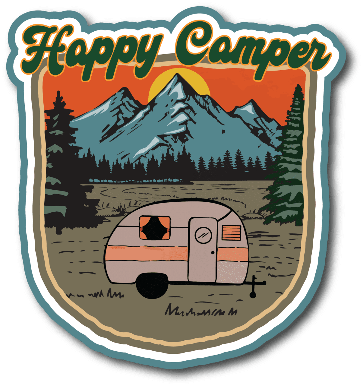 Western happy camper scrapbook page title sticker clipart picture