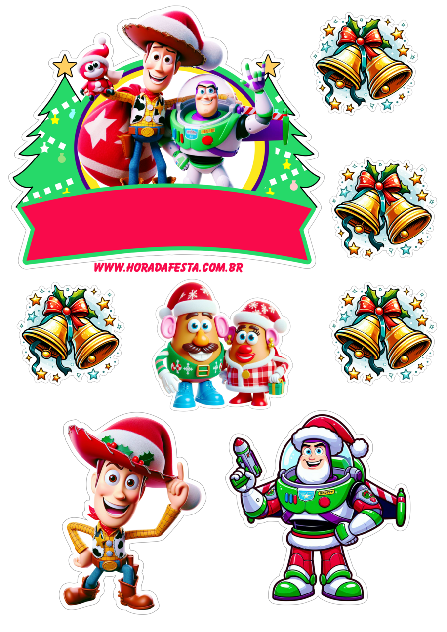 Toy story especial de natal disney topo bolo decora festa infantil clipart clip art