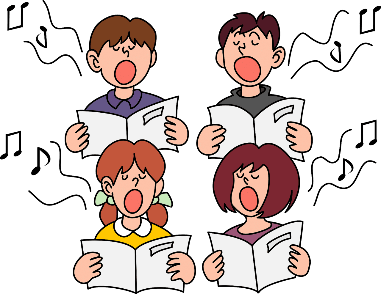 Children choir is singing vector clipart images