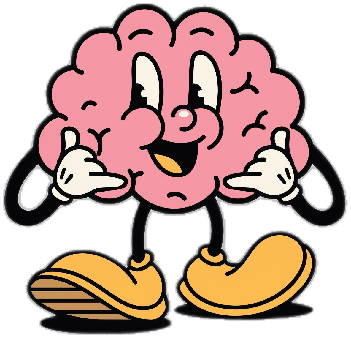 Cute and cool brain retro cartoon character mental health design for shirts mugs stickers tote bags mercial use clipart clip art