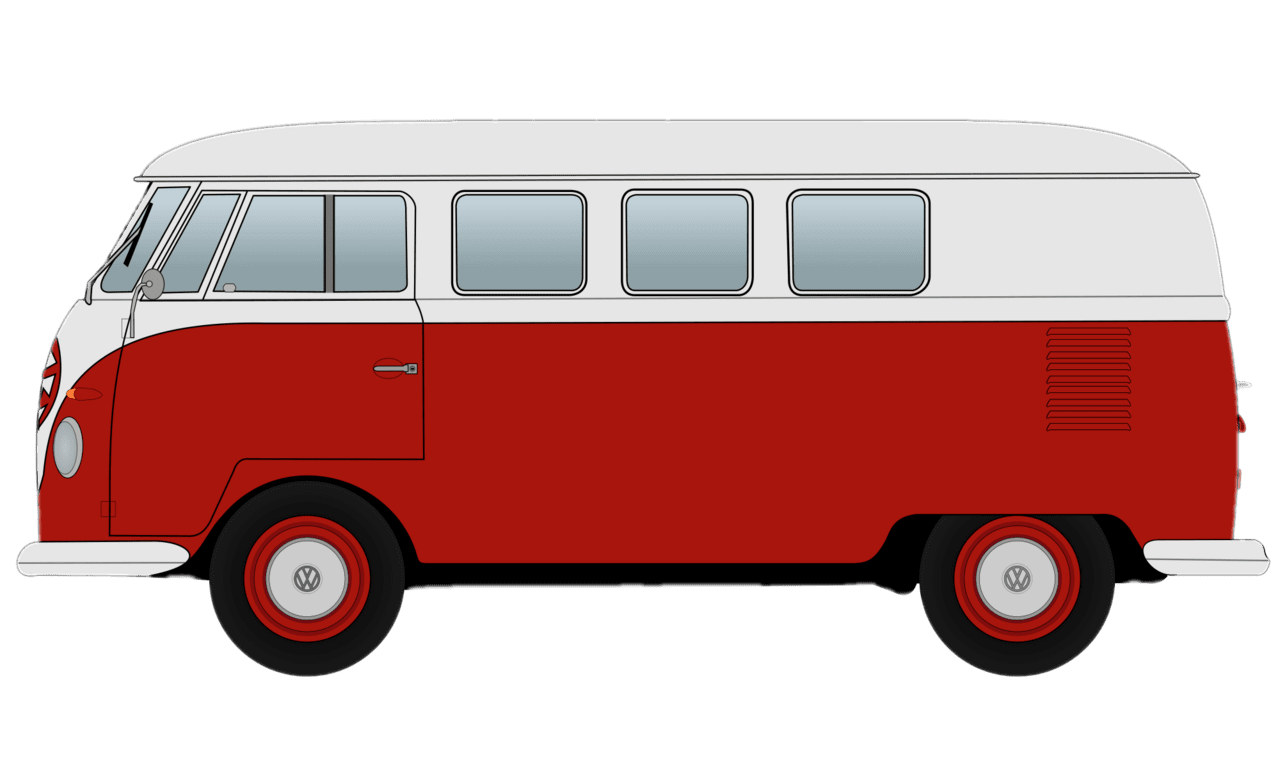 Red volkswagen camper van clipart free