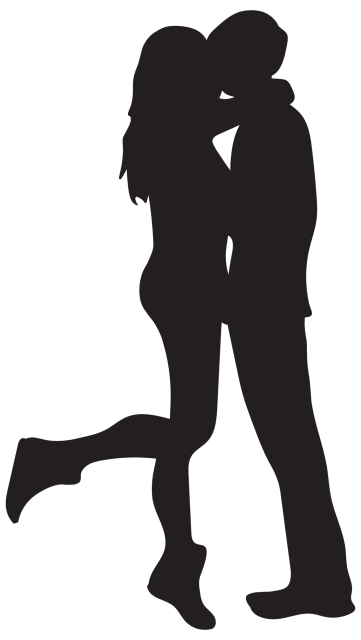 Kiss ing couple silhouettes clipart image high quality images and