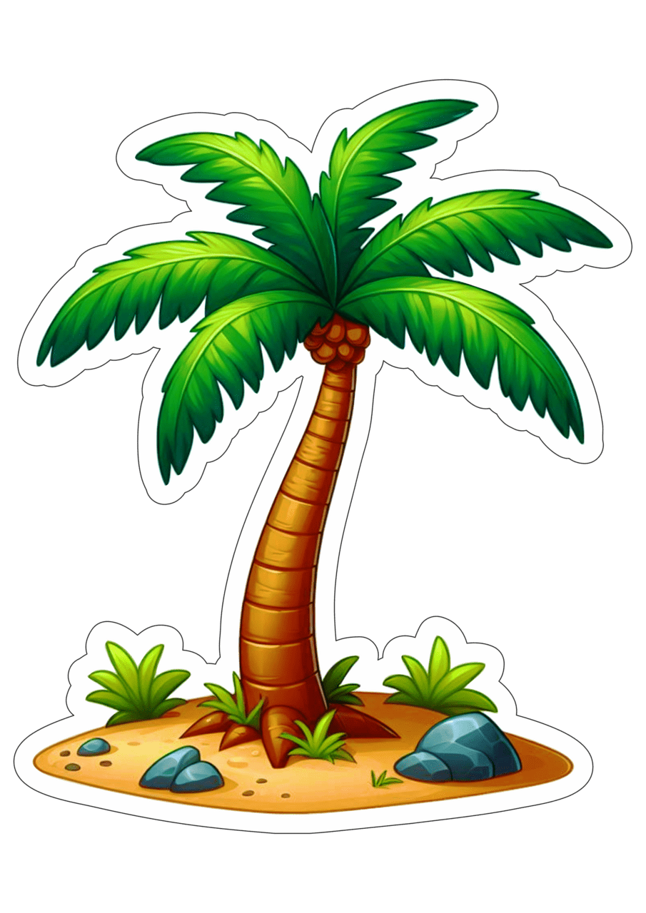 Island palmeira coqueiro rvore frut fera fundo contorno clipart image